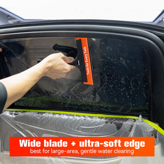 Window tint installation tools with ergonomic grip scrapers